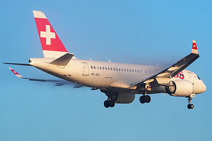 Airbus A220-100 HB-JBA operated by SWISS
