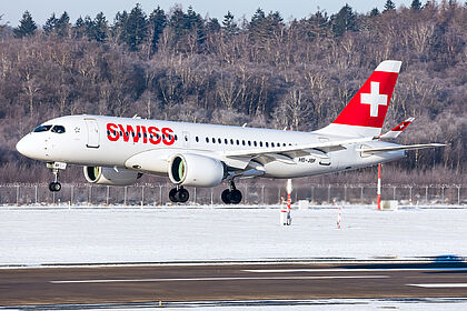 Airbus A220-100 HB-JBF operated by SWISS