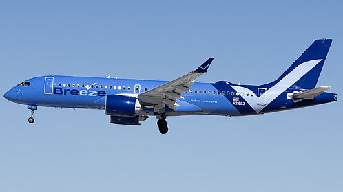 Airbus A220-300 N216BZ operated by Breeze