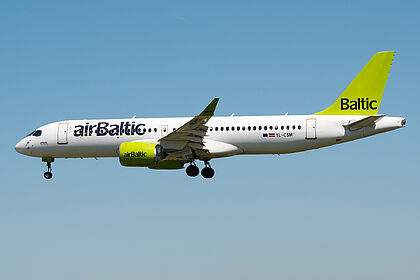 Airbus A220-300 YL-CSM operated by airBaltic