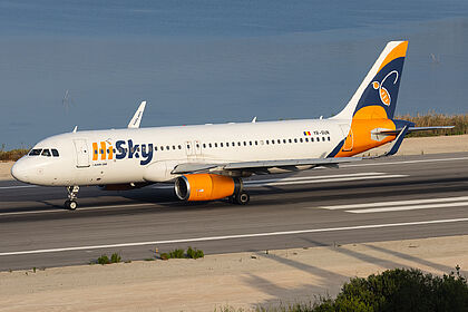 Airbus A320 YR-SUN operated by HiSky